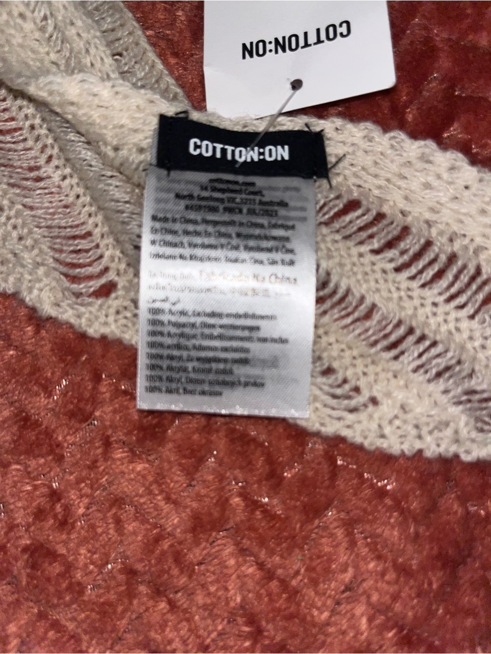 Cotton On Lightweight Cream Knit Scarf - - Picture 3 of 3